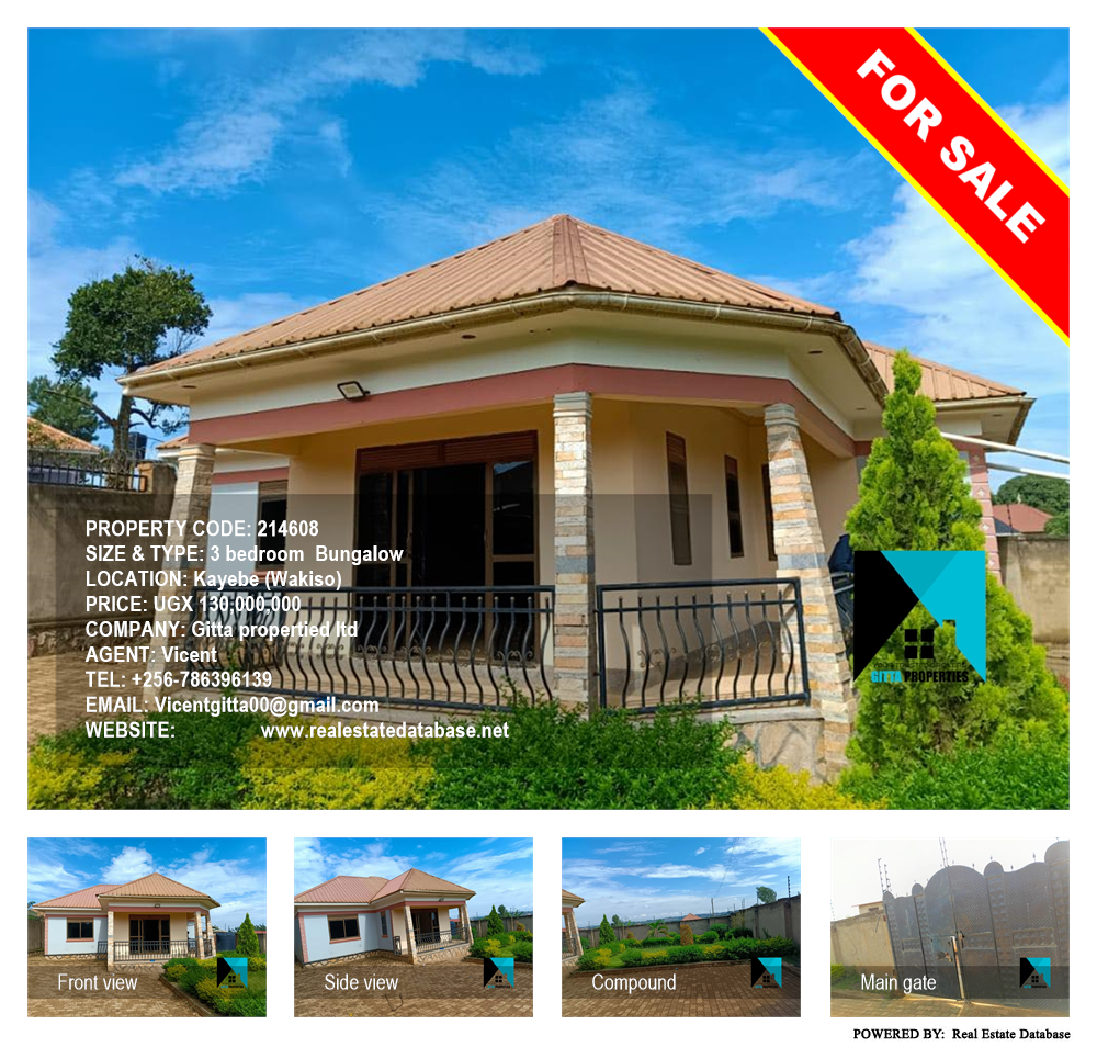 3 bedroom Bungalow  for sale in Kayebe Wakiso Uganda, code: 214608