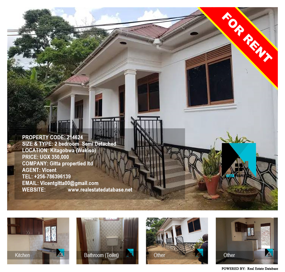 2 bedroom Semi Detached  for rent in Kitagobwa Wakiso Uganda, code: 214624