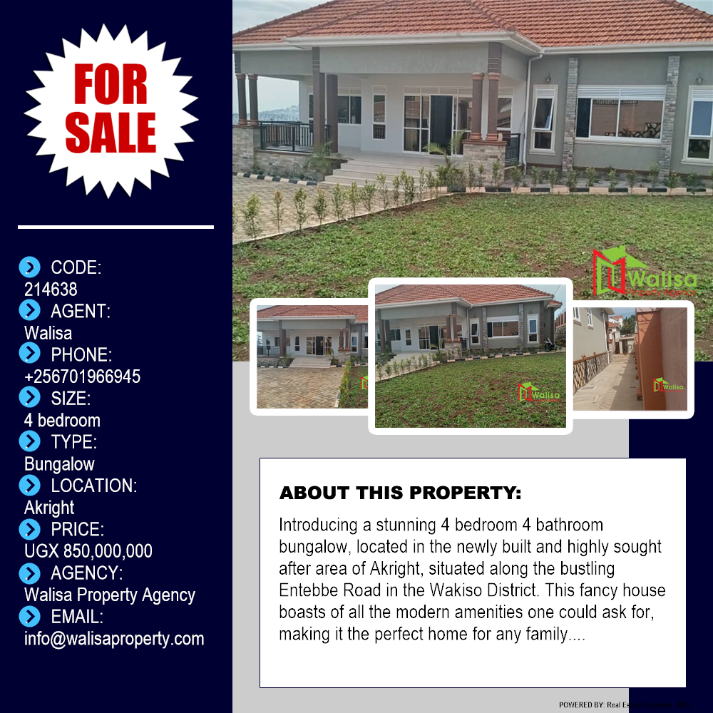 4 bedroom Bungalow  for sale in Akright Wakiso Uganda, code: 214638