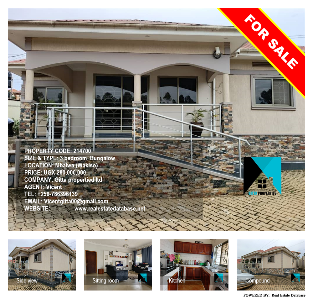 3 bedroom Bungalow  for sale in Mbalwa Wakiso Uganda, code: 214700