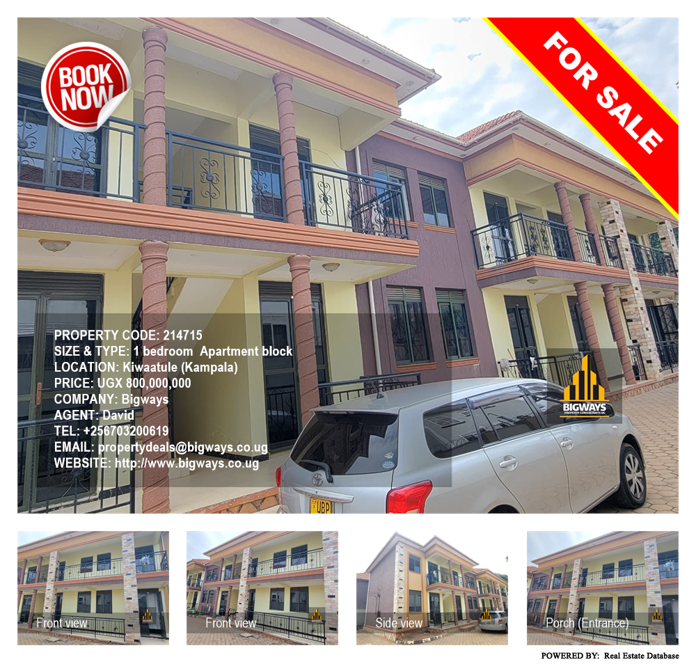 1 bedroom Apartment block  for sale in Kiwaatule Kampala Uganda, code: 214715