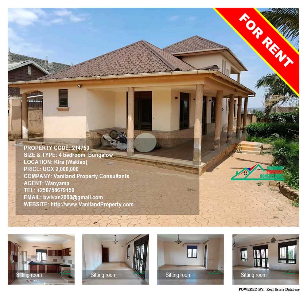 4 bedroom Bungalow  for rent in Kira Wakiso Uganda, code: 214750