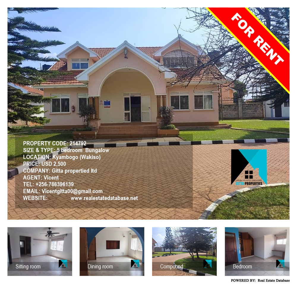 5 bedroom Bungalow  for rent in Kyambogo Wakiso Uganda, code: 214792