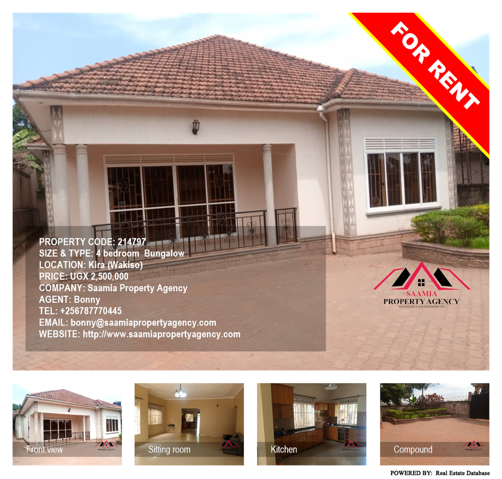 4 bedroom Bungalow  for rent in Kira Wakiso Uganda, code: 214797