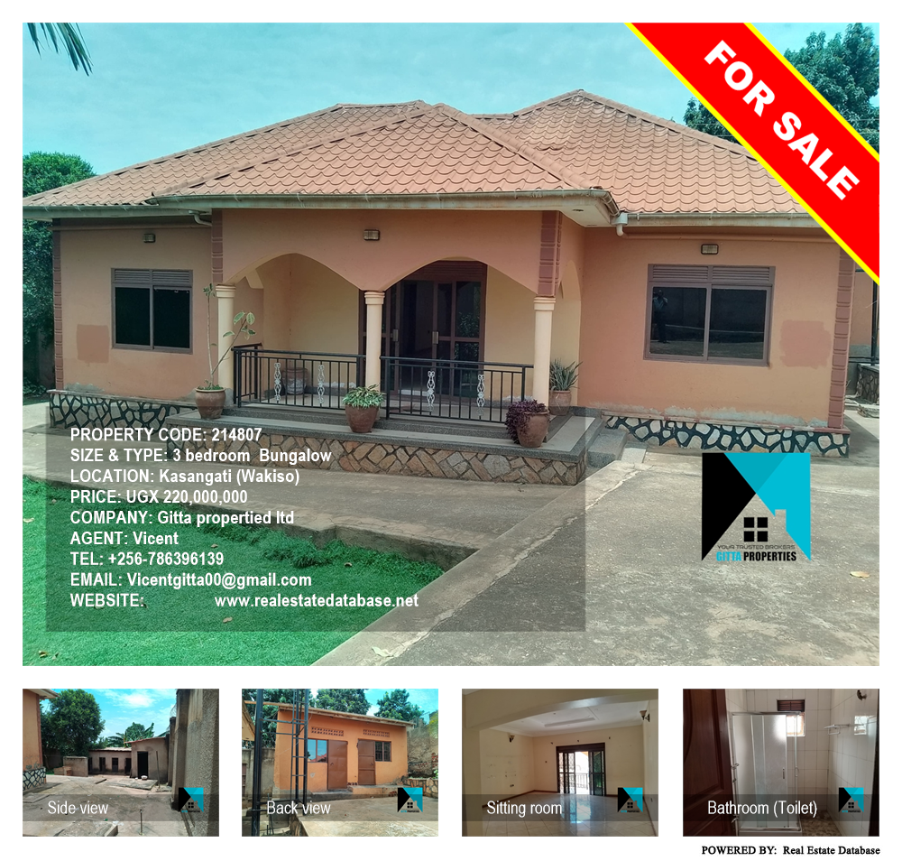 3 bedroom Bungalow  for sale in Kasangati Wakiso Uganda, code: 214807