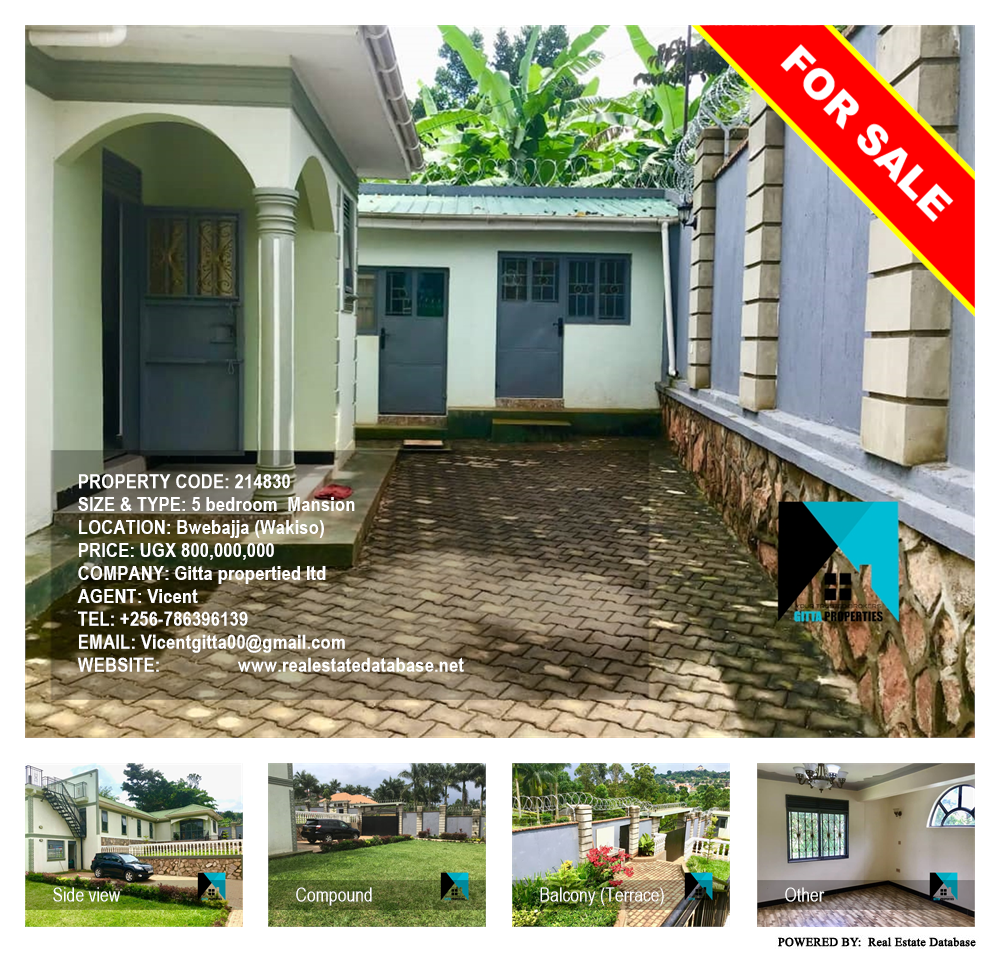 5 bedroom Mansion  for sale in Bwebajja Wakiso Uganda, code: 214830