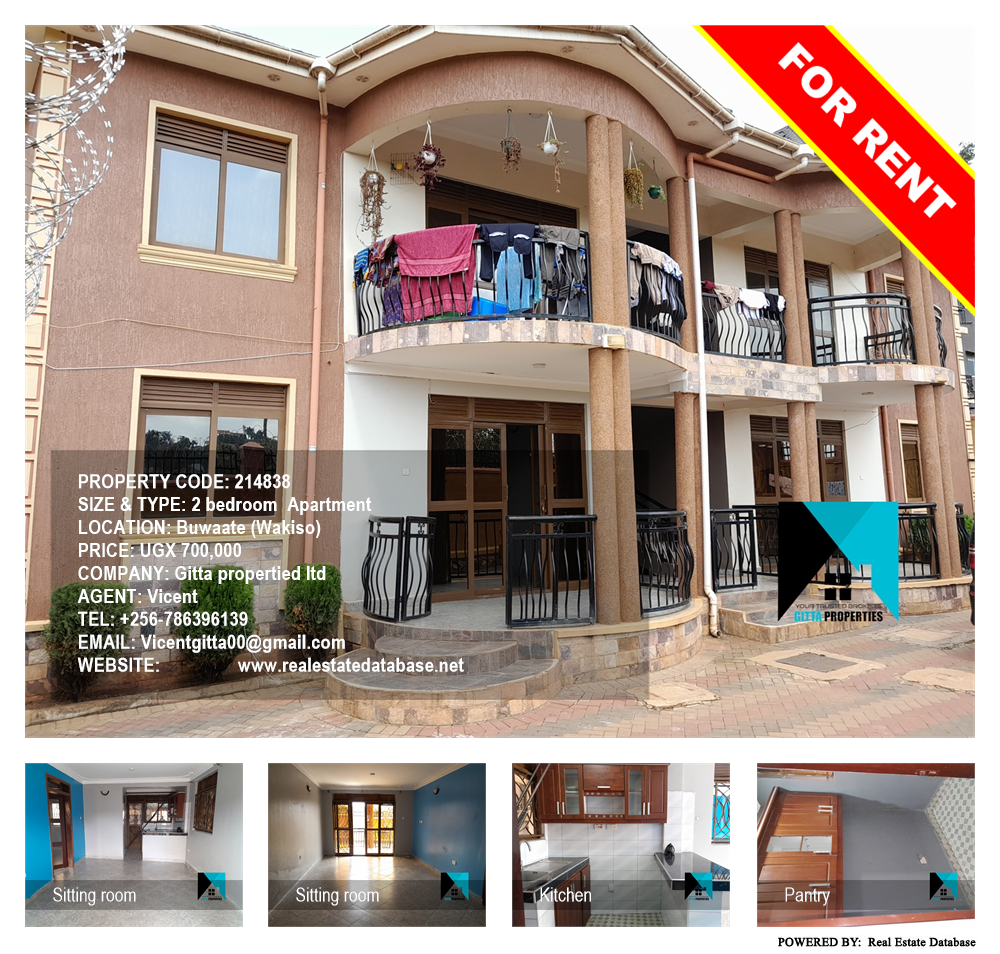 2 bedroom Apartment  for rent in Buwaate Wakiso Uganda, code: 214838