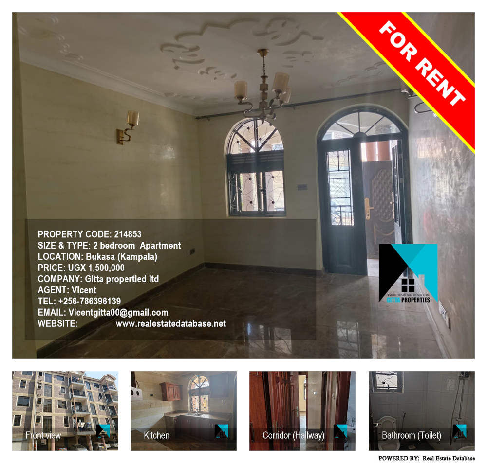 2 bedroom Apartment  for rent in Bukasa Kampala Uganda, code: 214853