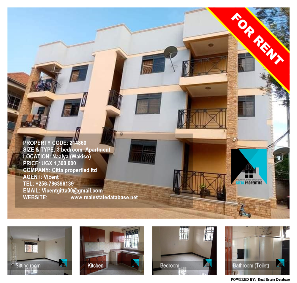 3 bedroom Apartment  for rent in Naalya Wakiso Uganda, code: 214860