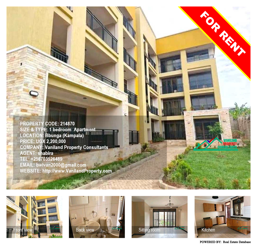 1 bedroom Apartment  for rent in Bbunga Kampala Uganda, code: 214870