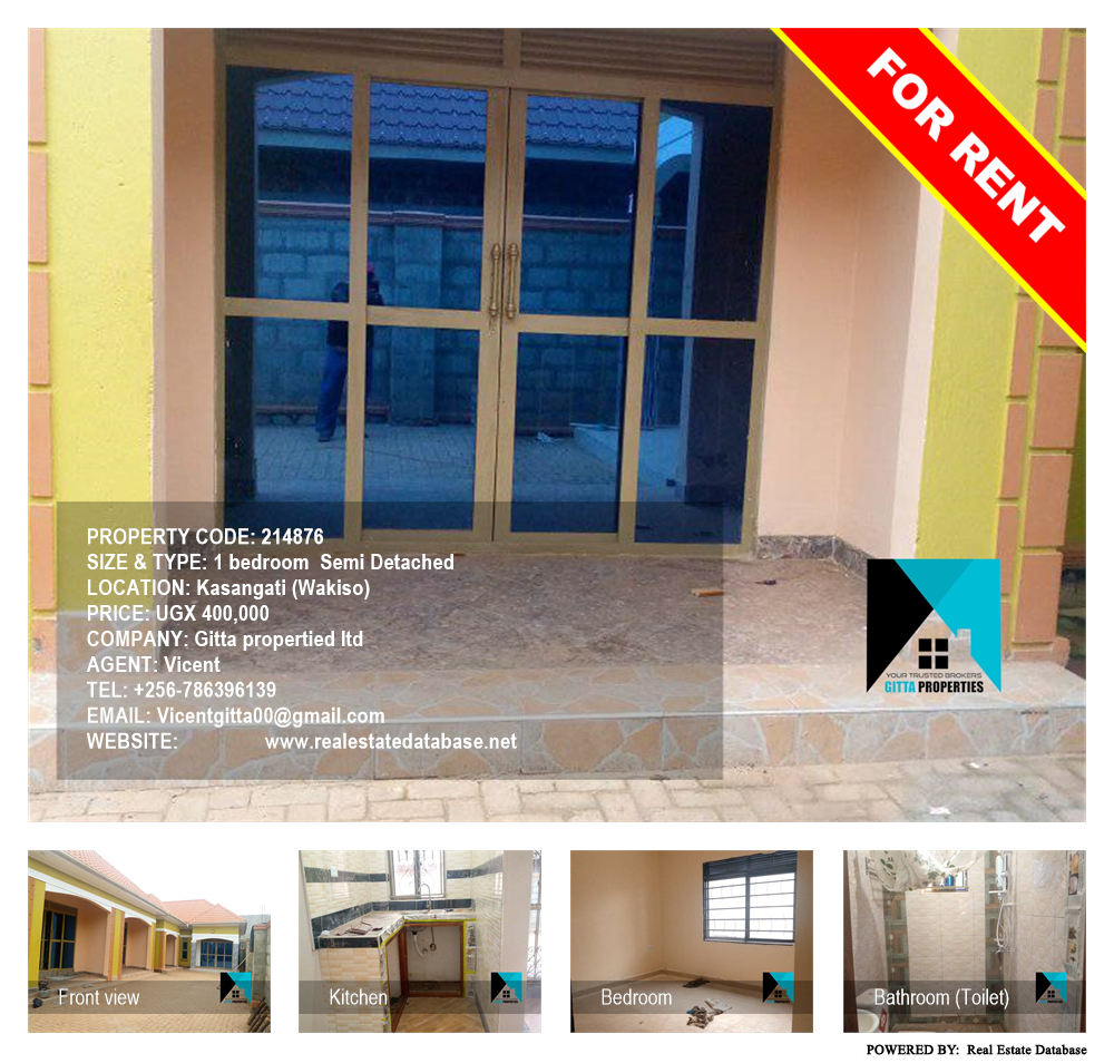 1 bedroom Semi Detached  for rent in Kasangati Wakiso Uganda, code: 214876