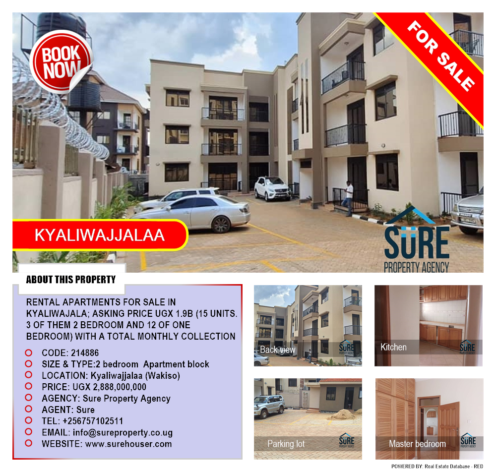 2 bedroom Apartment block  for sale in Kyaliwajjalaa Wakiso Uganda, code: 214886