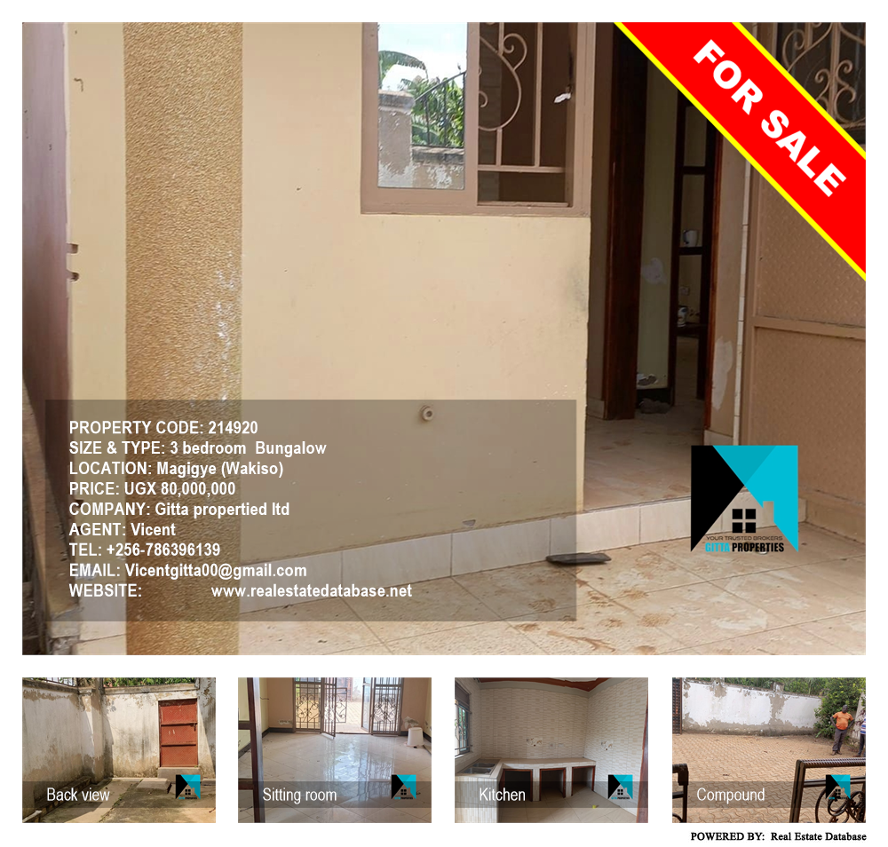 3 bedroom Bungalow  for sale in Magigye Wakiso Uganda, code: 214920