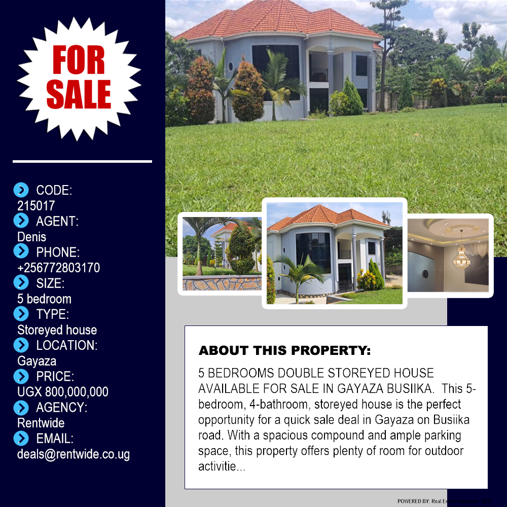 5 bedroom Storeyed house  for sale in Gayaza Wakiso Uganda, code: 215017