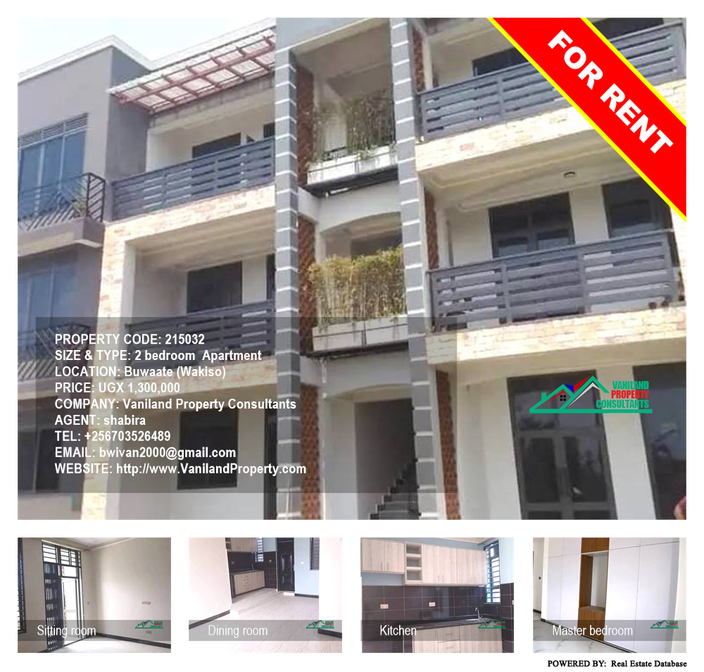 2 bedroom Apartment  for rent in Buwaate Wakiso Uganda, code: 215032