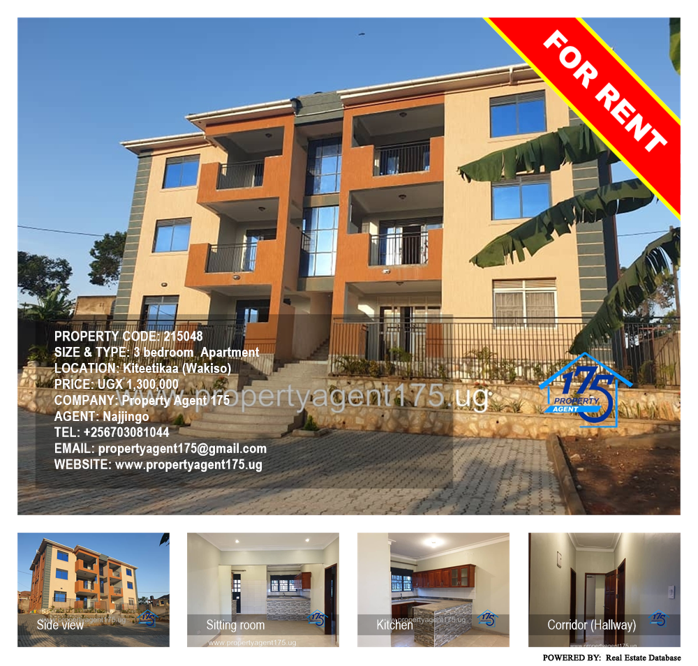 3 bedroom Apartment  for rent in Kiteetikaa Wakiso Uganda, code: 215048