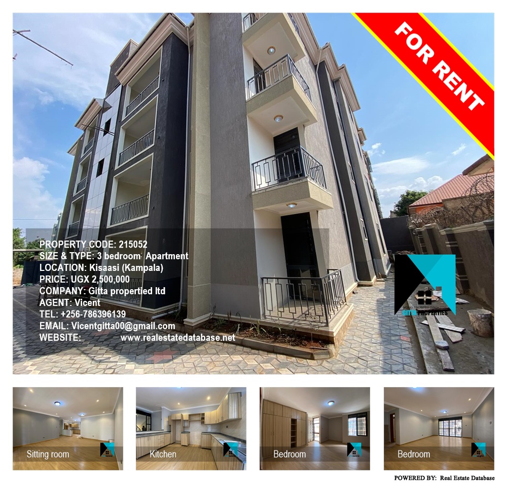 3 bedroom Apartment  for rent in Kisaasi Kampala Uganda, code: 215052