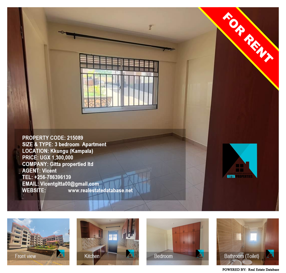 3 bedroom Apartment  for rent in Kkungu Kampala Uganda, code: 215089