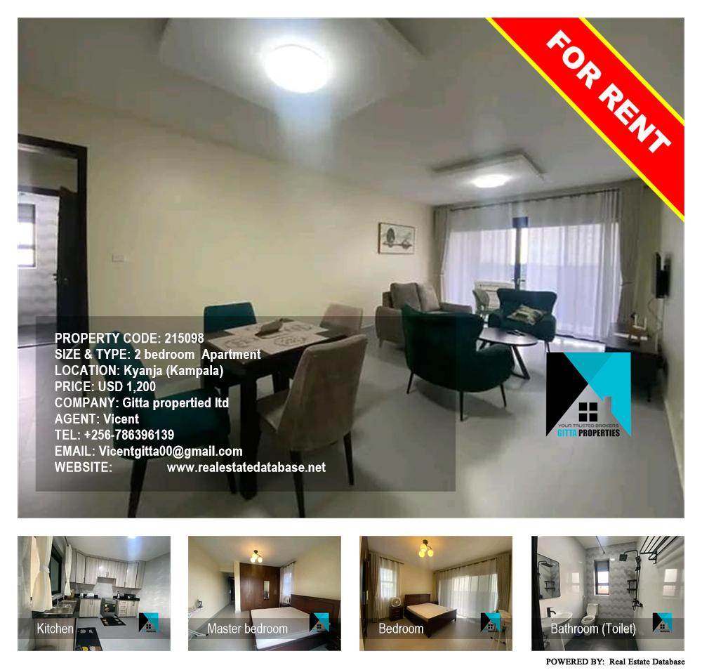 2 bedroom Apartment  for rent in Kyanja Kampala Uganda, code: 215098