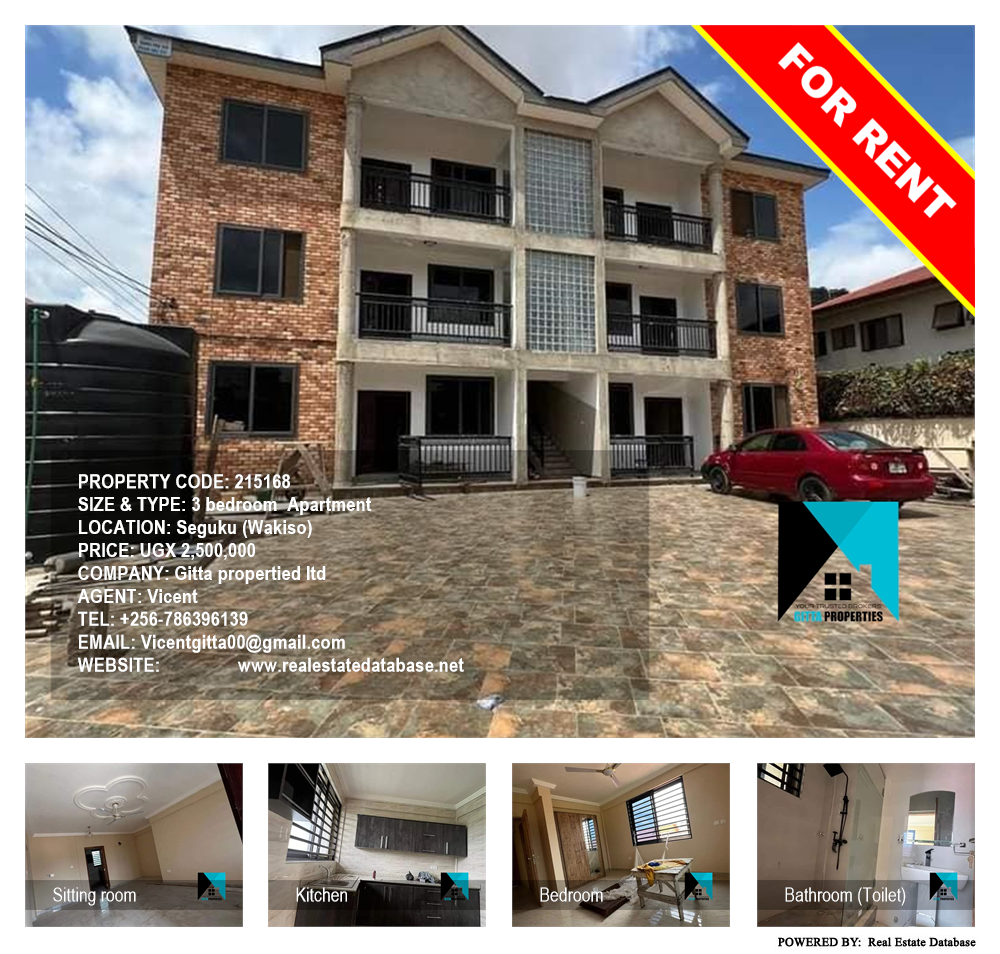 3 bedroom Apartment  for rent in Seguku Wakiso Uganda, code: 215168