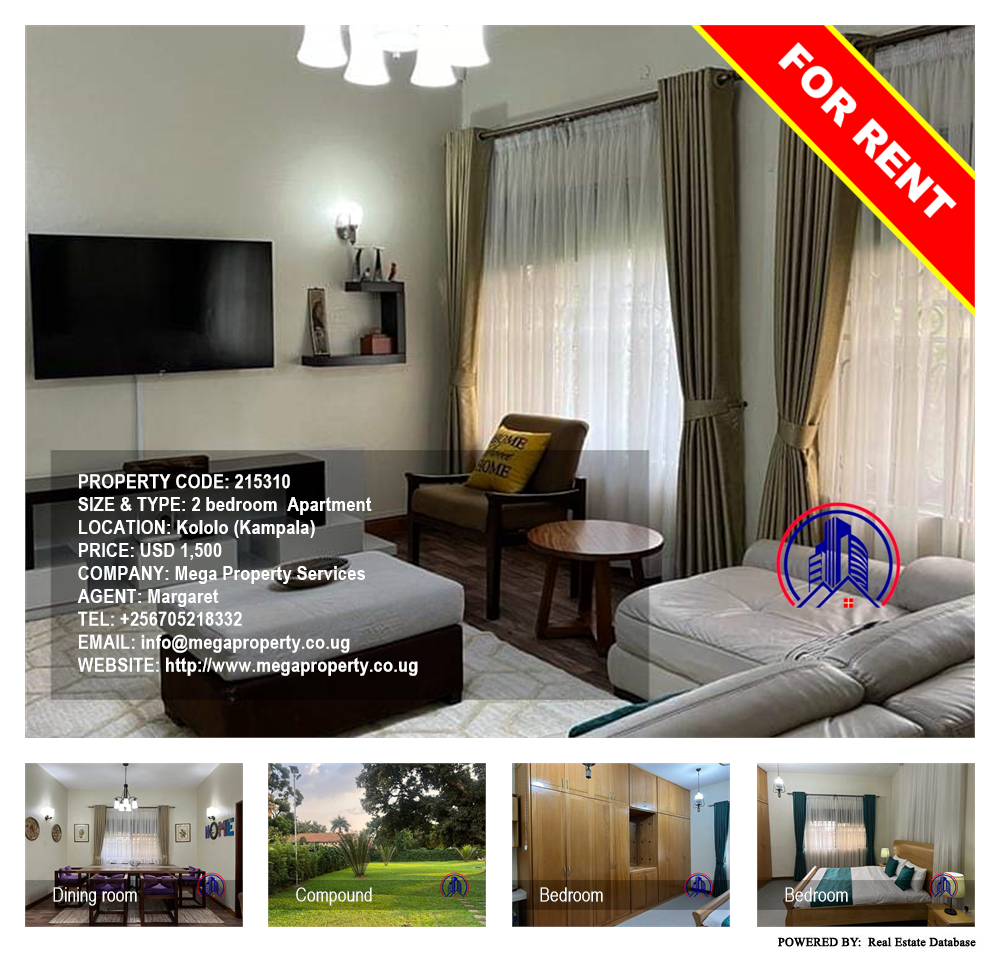 2 bedroom Apartment  for rent in Kololo Kampala Uganda, code: 215310