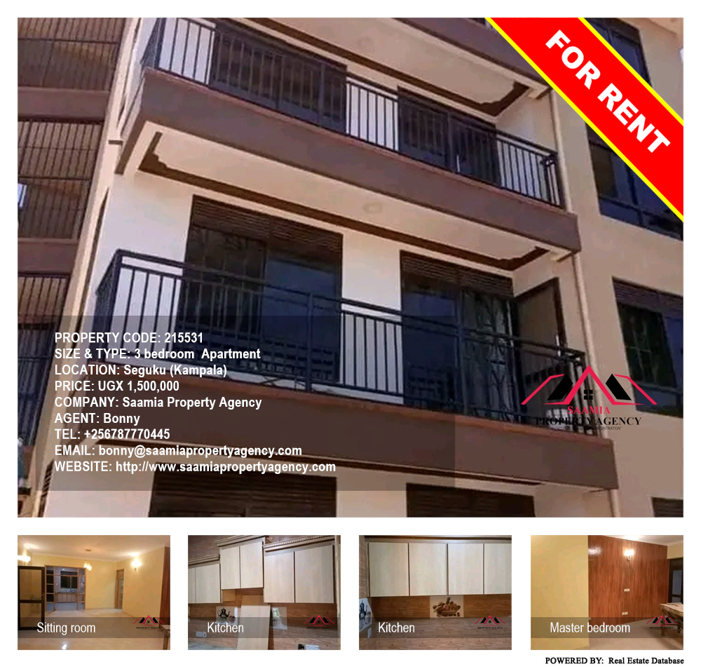 3 bedroom Apartment  for rent in Seguku Kampala Uganda, code: 215531