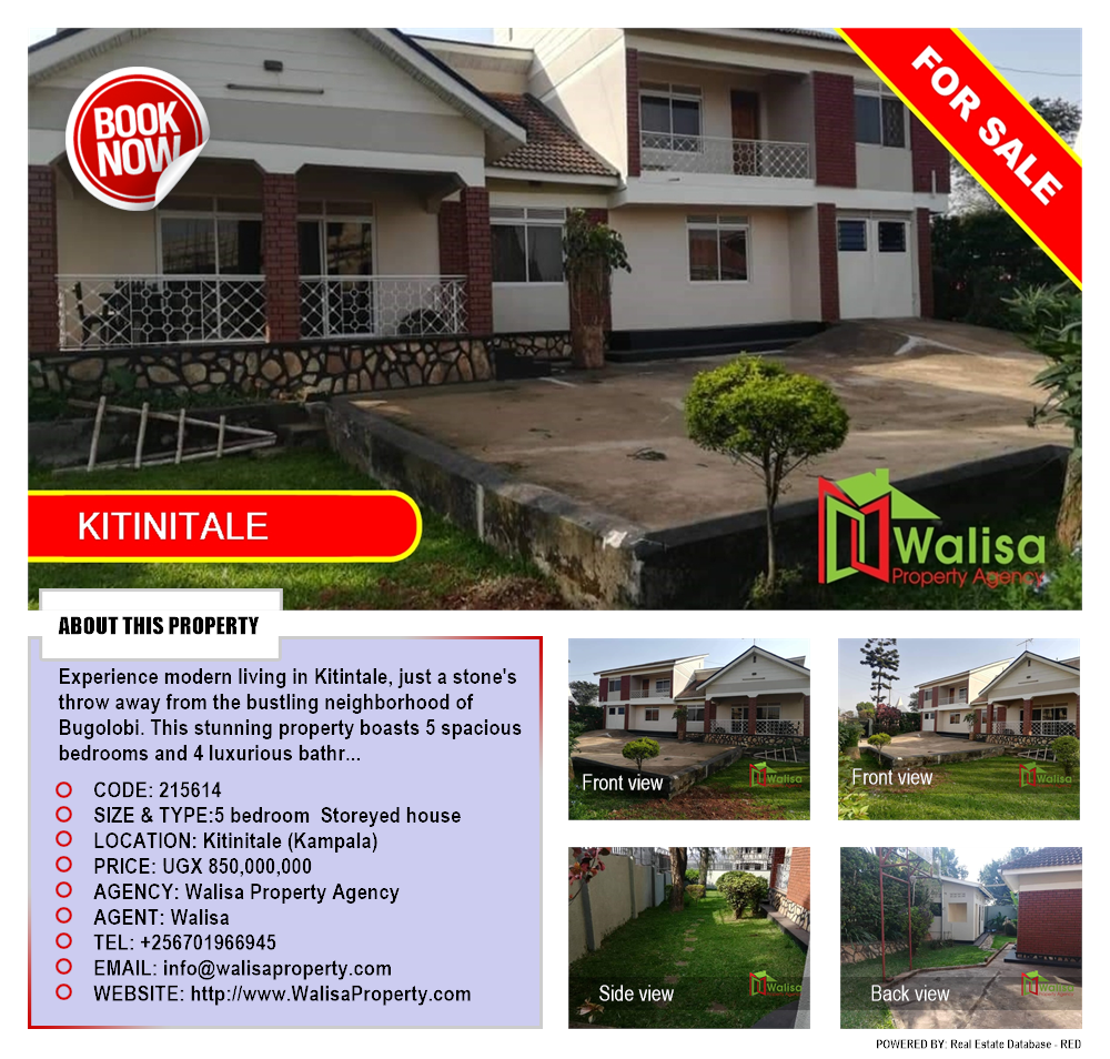 5 bedroom Storeyed house  for sale in Kitinitale Kampala Uganda, code: 215614