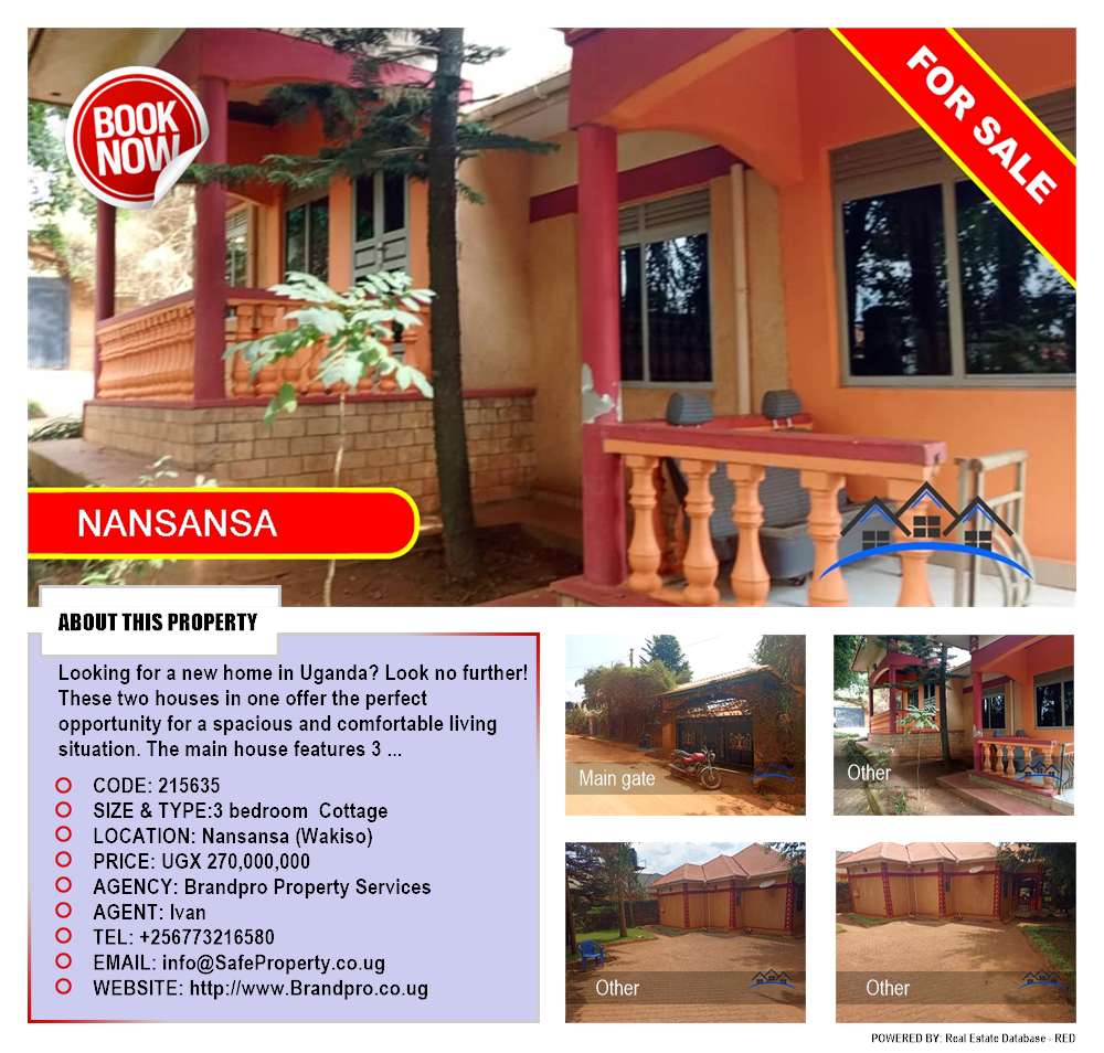 3 bedroom Cottage  for sale in Nansansa Wakiso Uganda, code: 215635