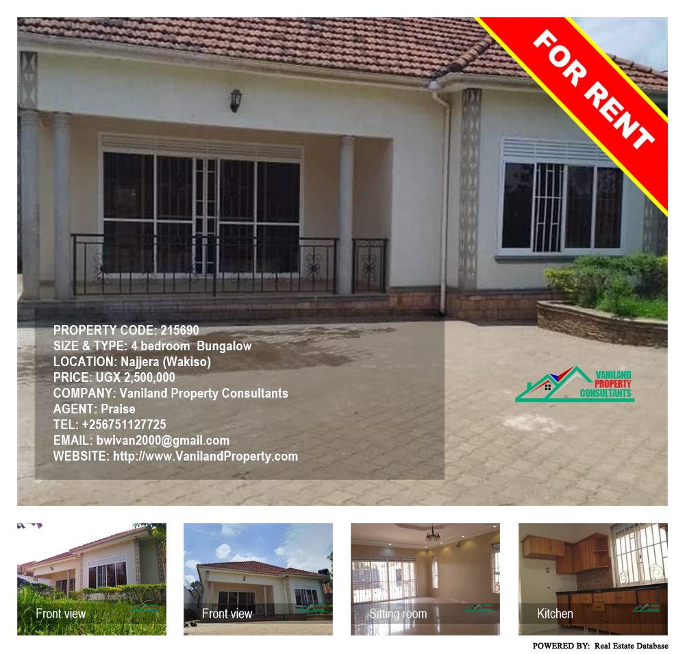 4 bedroom Bungalow  for rent in Najjera Wakiso Uganda, code: 215690