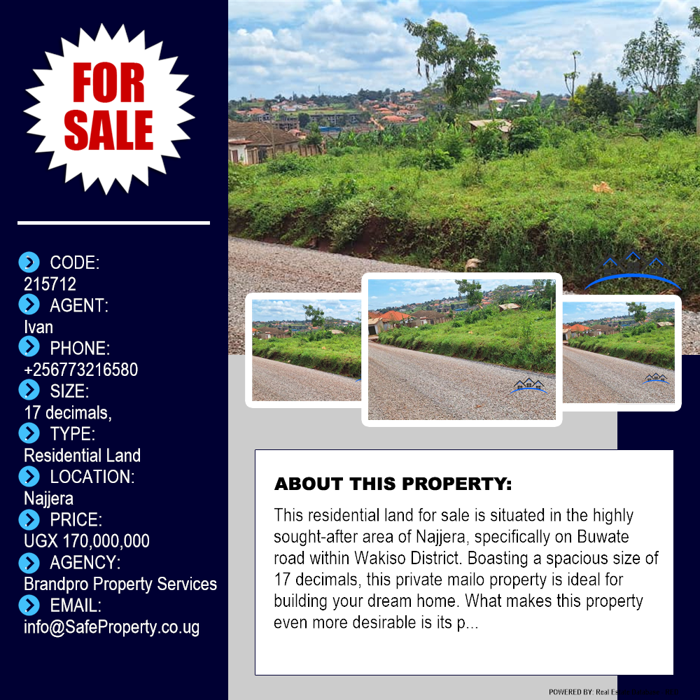 Residential Land  for sale in Najjera Wakiso Uganda, code: 215712