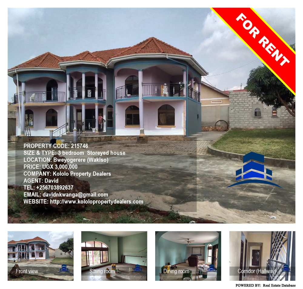 3 bedroom Storeyed house  for rent in Bweyogerere Wakiso Uganda, code: 215746