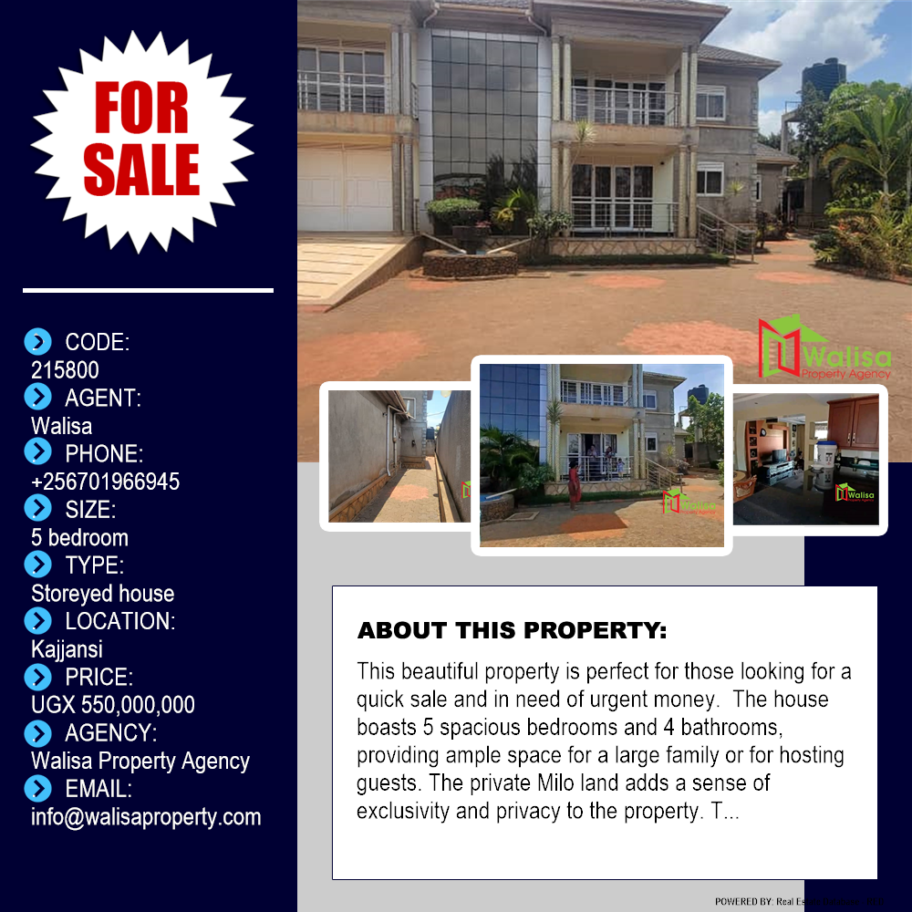 5 bedroom Storeyed house  for sale in Kajjansi Wakiso Uganda, code: 215800