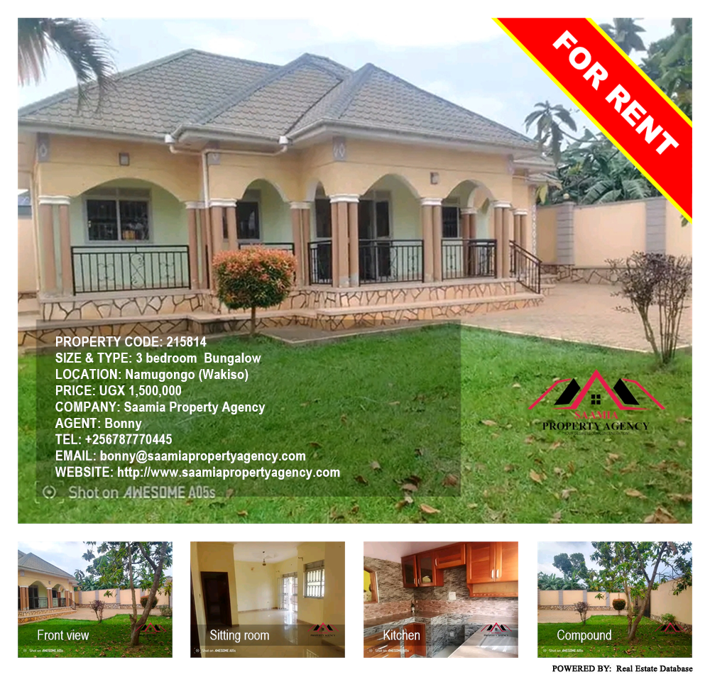 3 bedroom Bungalow  for rent in Namugongo Wakiso Uganda, code: 215814