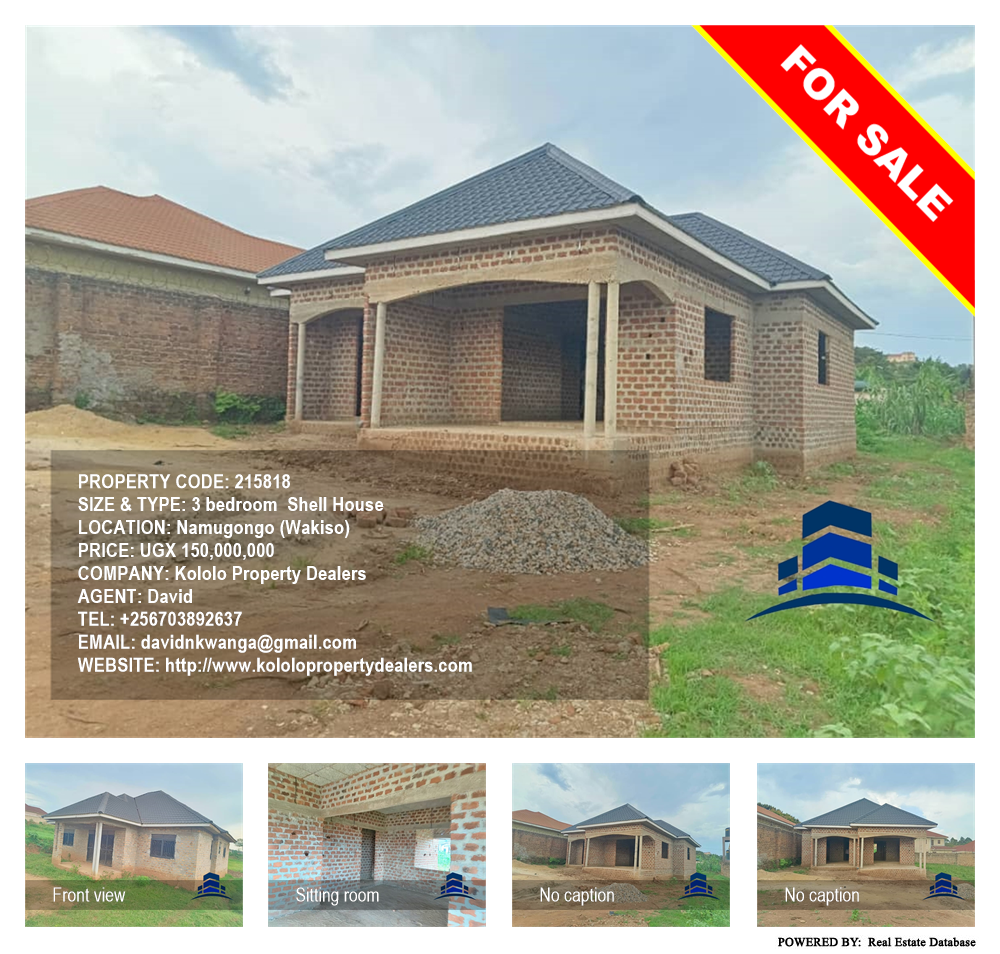 3 bedroom Shell House  for sale in Namugongo Wakiso Uganda, code: 215818