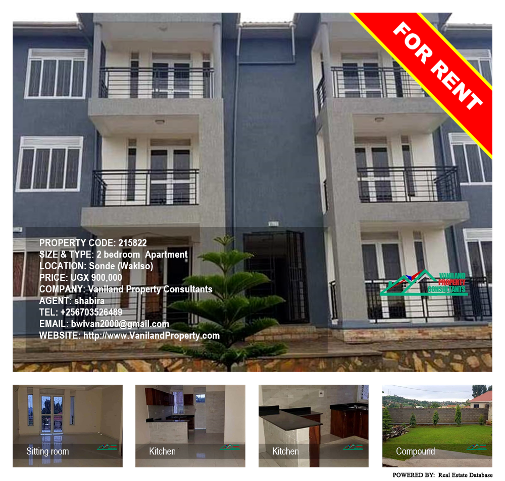 2 bedroom Apartment  for rent in Sonde Wakiso Uganda, code: 215822