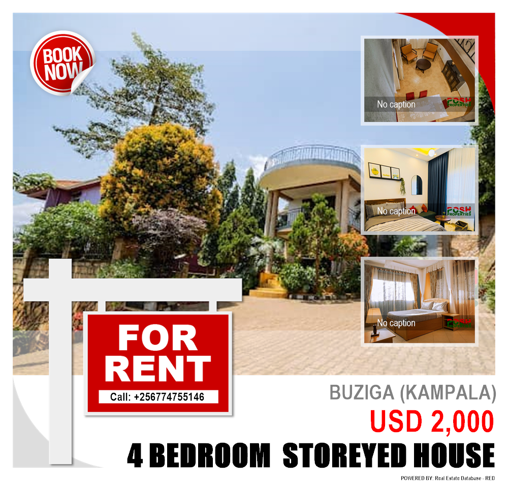 4 bedroom Storeyed house  for rent in Buziga Kampala Uganda, code: 216124