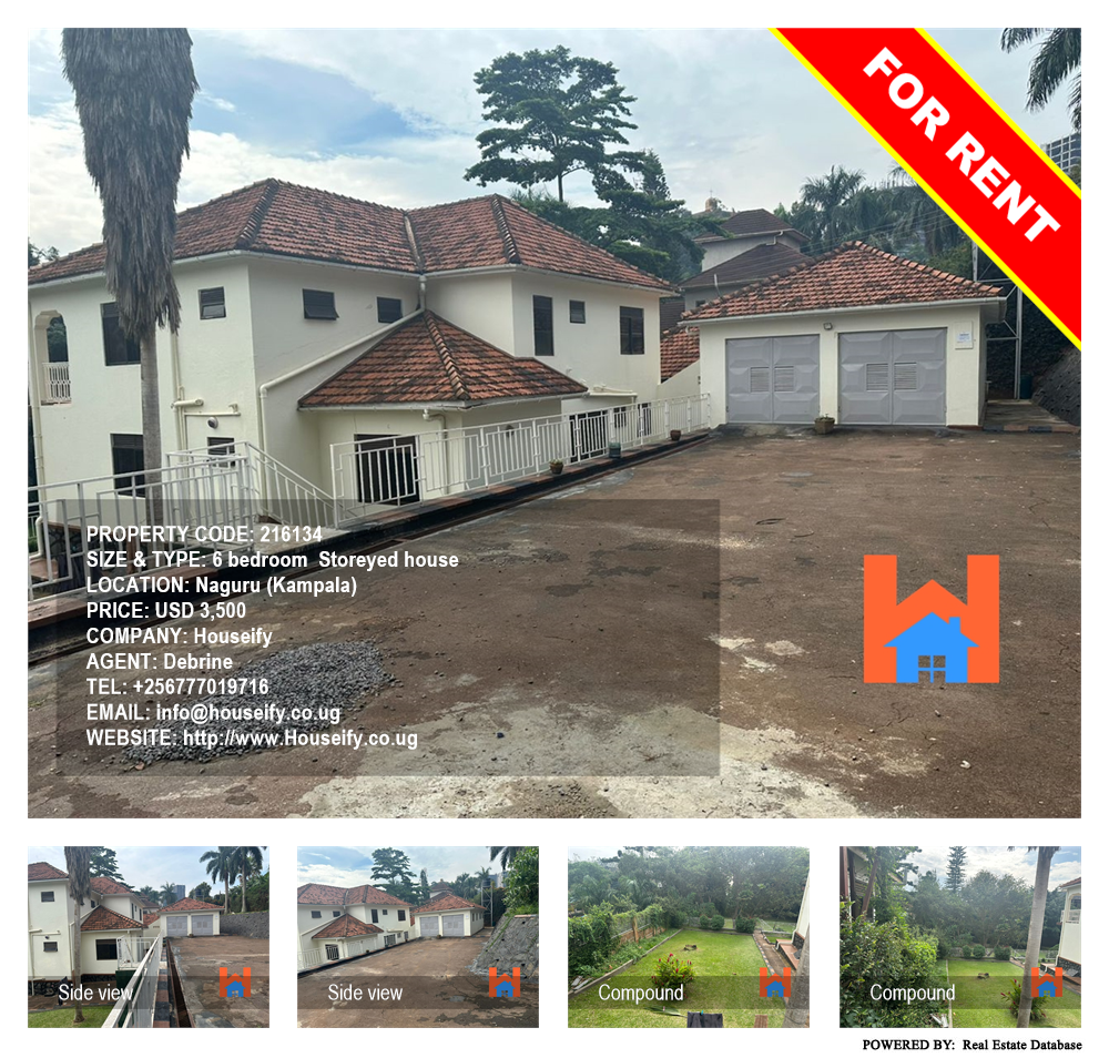 6 bedroom Storeyed house  for rent in Naguru Kampala Uganda, code: 216134