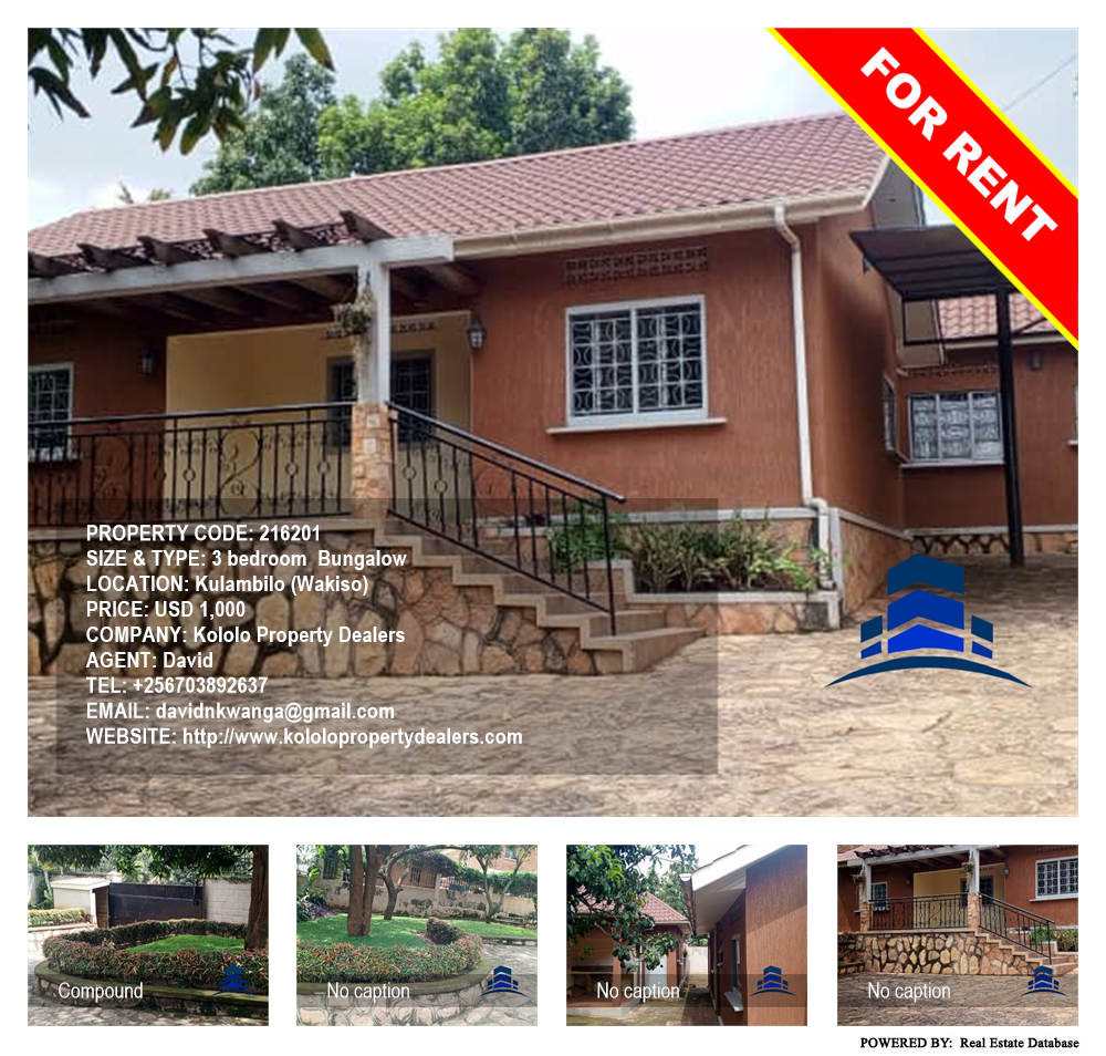 3 bedroom Bungalow  for rent in Kulambilo Wakiso Uganda, code: 216201