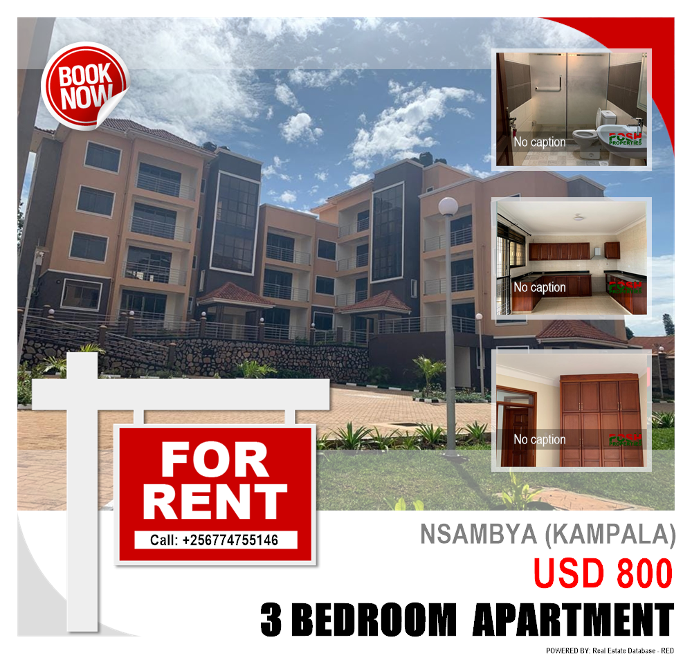 3 bedroom Apartment  for rent in Nsambya Kampala Uganda, code: 216235