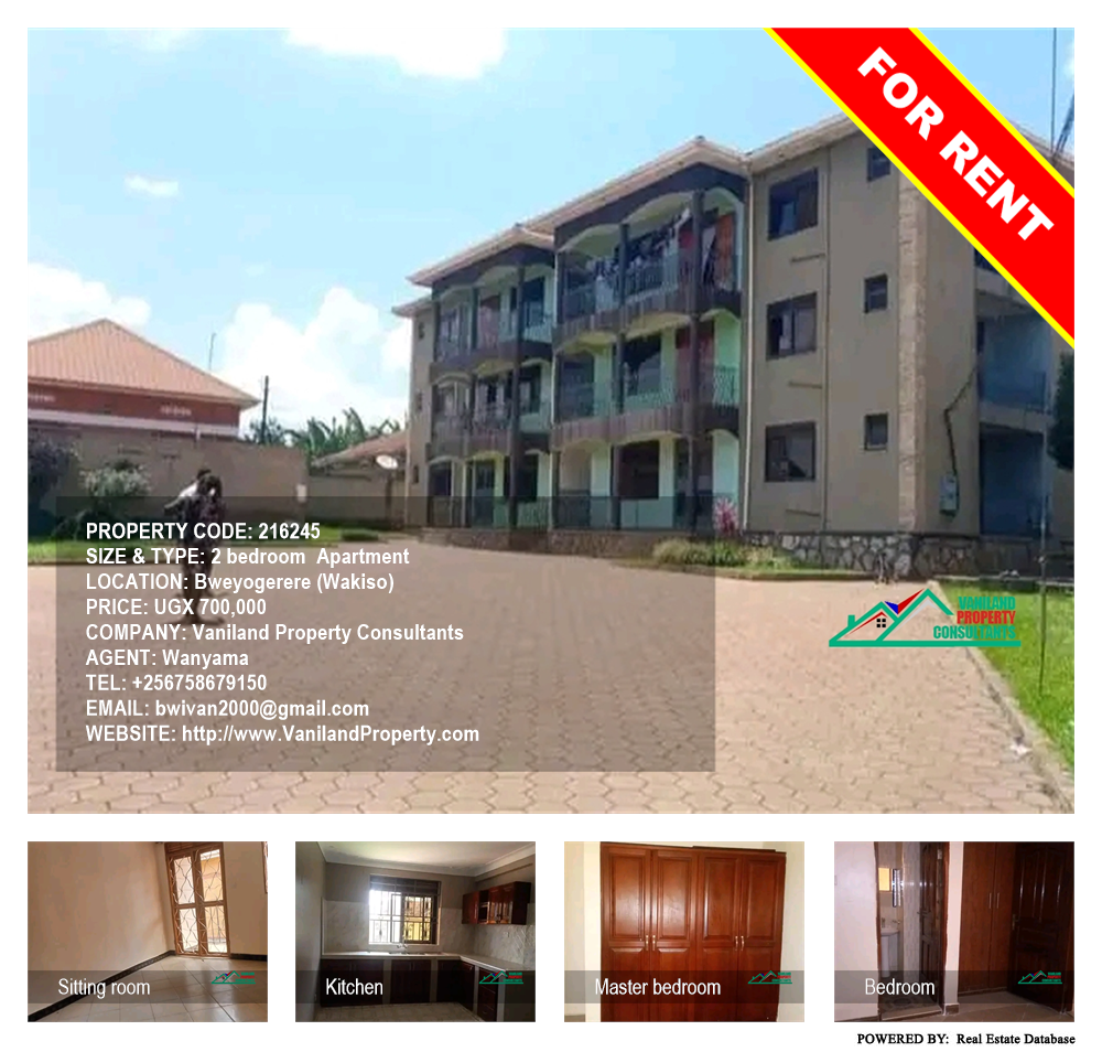 2 bedroom Apartment  for rent in Bweyogerere Wakiso Uganda, code: 216245