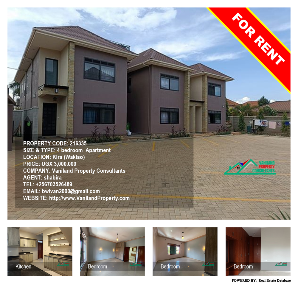 4 bedroom Apartment  for rent in Kira Wakiso Uganda, code: 216335