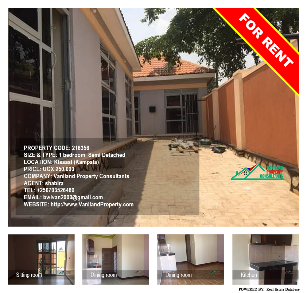 1 bedroom Semi Detached  for rent in Kisaasi Kampala Uganda, code: 216356