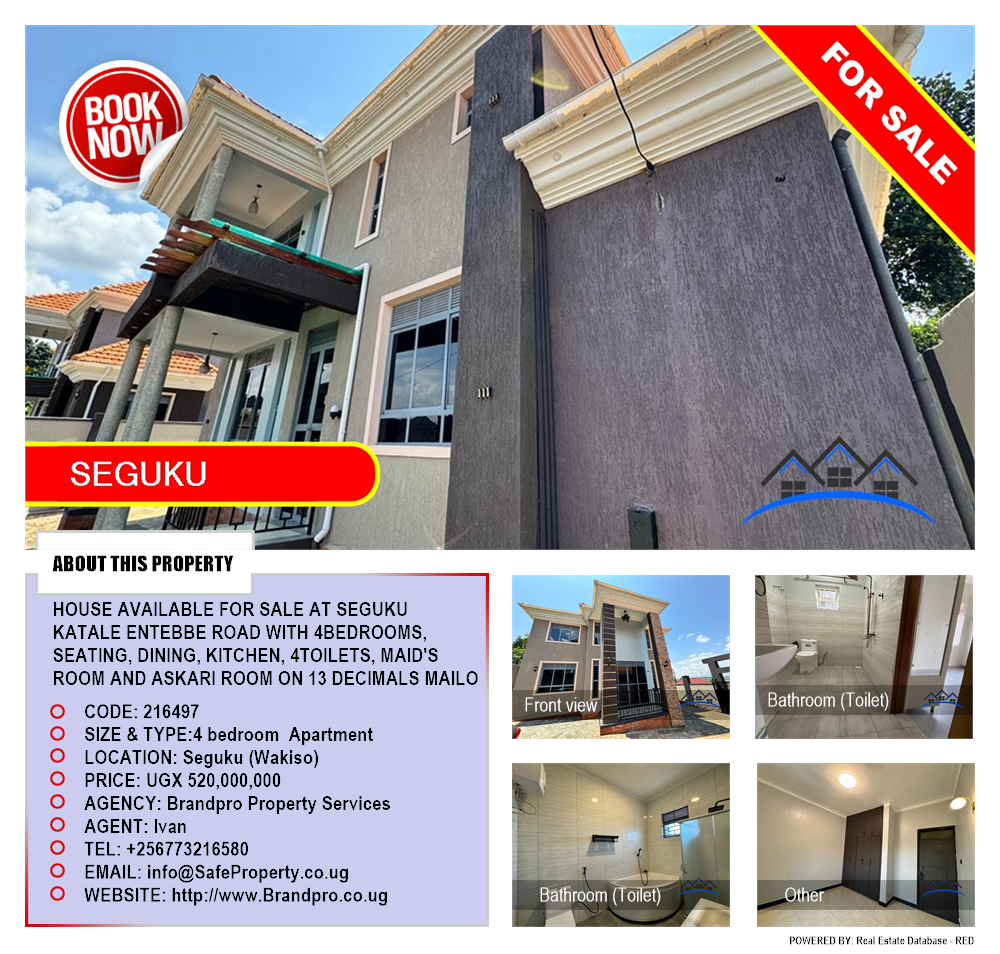 4 bedroom Apartment  for sale in Seguku Wakiso Uganda, code: 216497