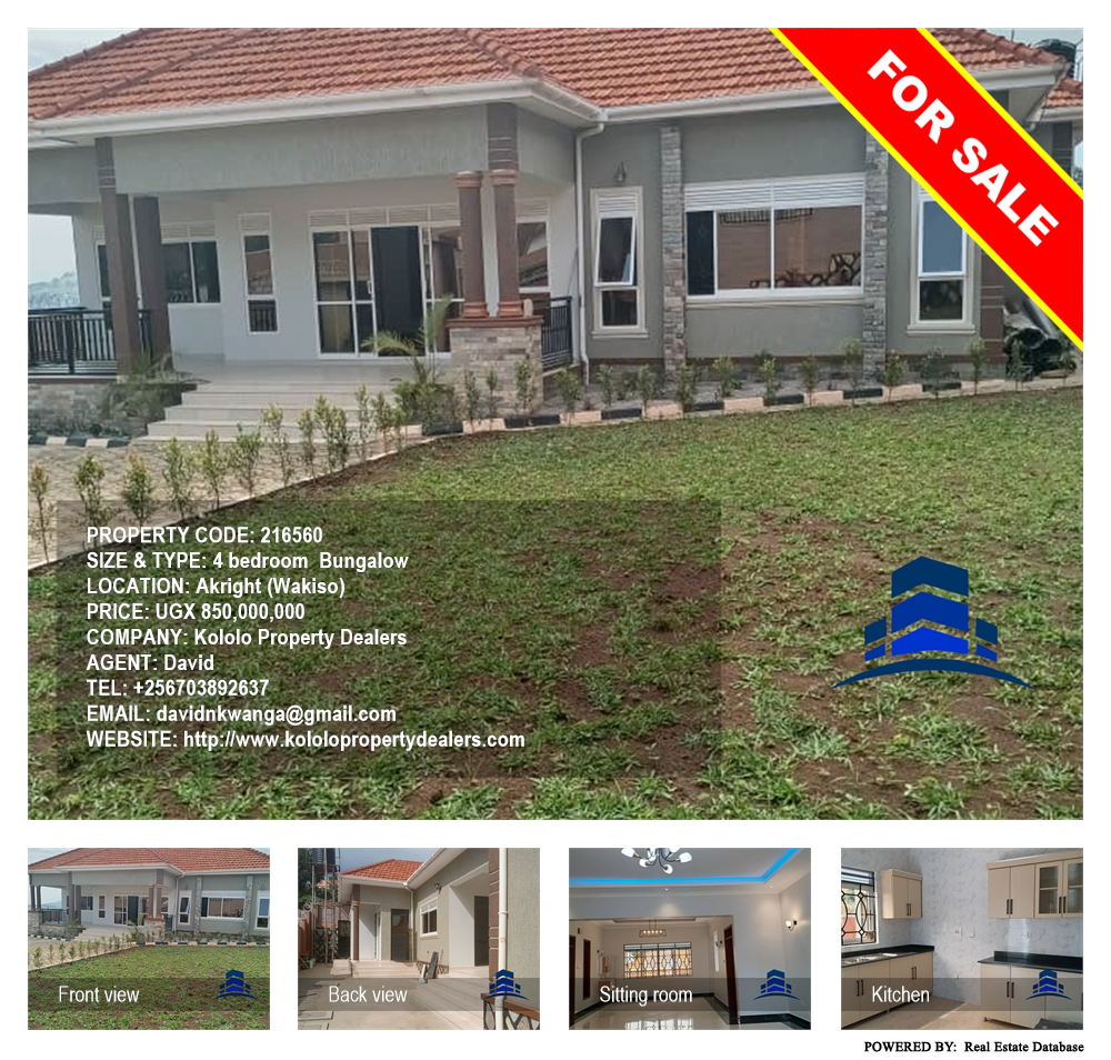 4 bedroom Bungalow  for sale in Akright Wakiso Uganda, code: 216560