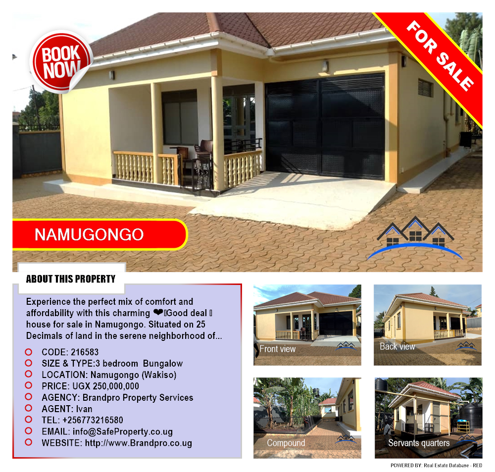 3 bedroom Bungalow  for sale in Namugongo Wakiso Uganda, code: 216583