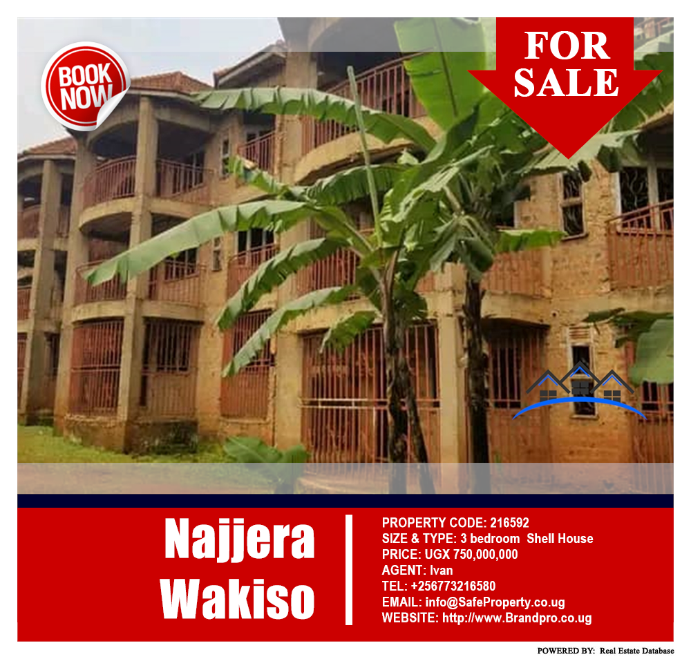 3 bedroom Shell House  for sale in Najjera Wakiso Uganda, code: 216592