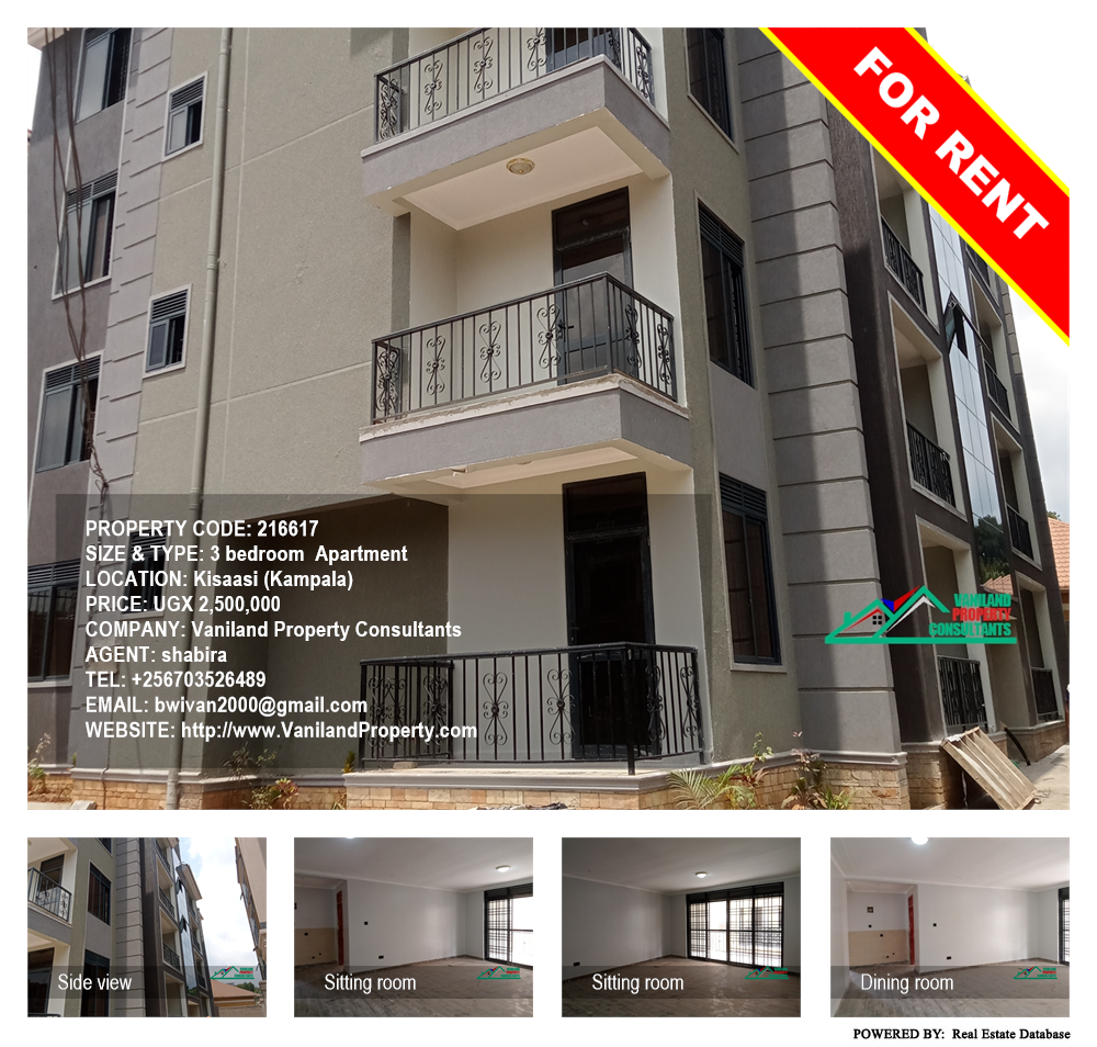 3 bedroom Apartment  for rent in Kisaasi Kampala Uganda, code: 216617