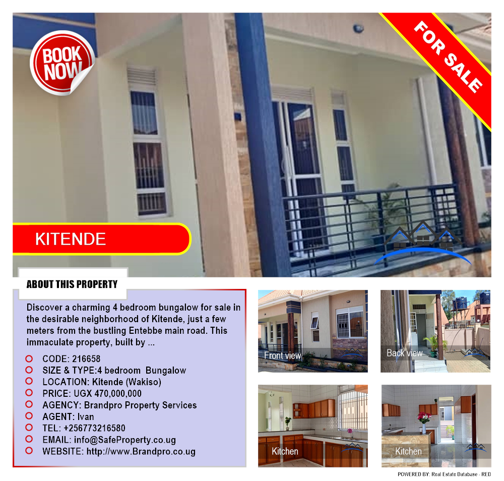 4 bedroom Bungalow  for sale in Kitende Wakiso Uganda, code: 216658