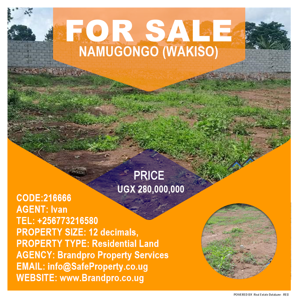 Residential Land  for sale in Namugongo Wakiso Uganda, code: 216666