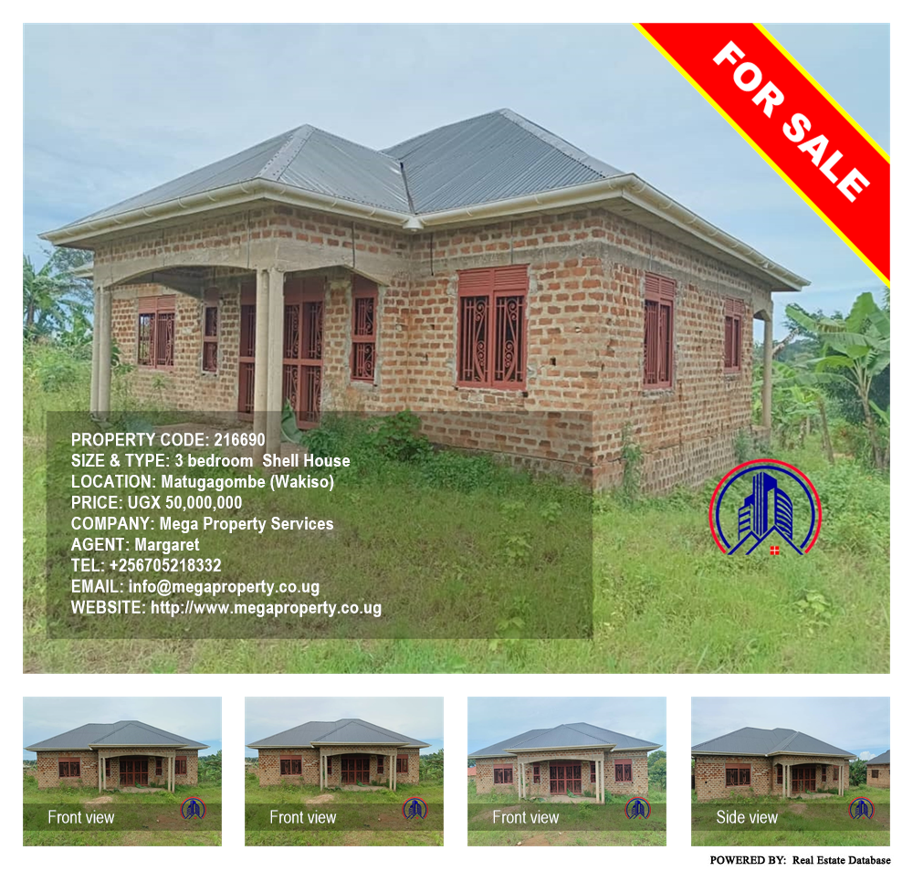 3 bedroom Shell House  for sale in Matugagombe Wakiso Uganda, code: 216690